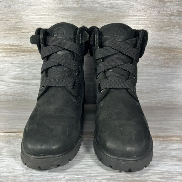 Timberland Women’s Jayne Waterproof Sherling Convenience Black Boots Size 6 - Picture 2 of 10